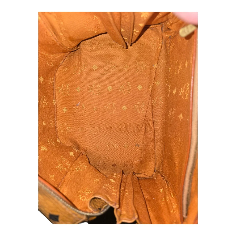 MCM Vintage Monogram Logo Visetos Boston Bag Tan Leather PVC Handbag, WI… - Picture 16 of 17